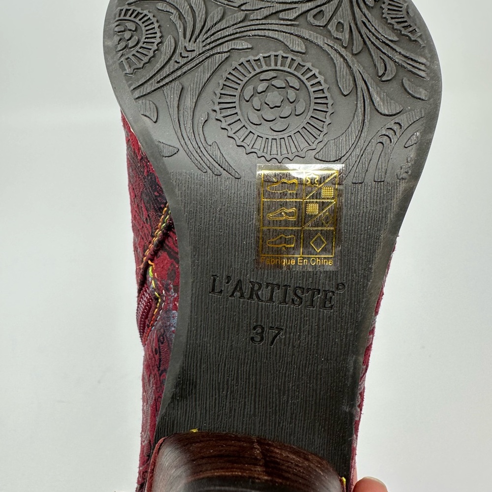 L'Artiste by Spring Step Women's So Cute Red Suede Ankle Boots New - Picture 9 of 14